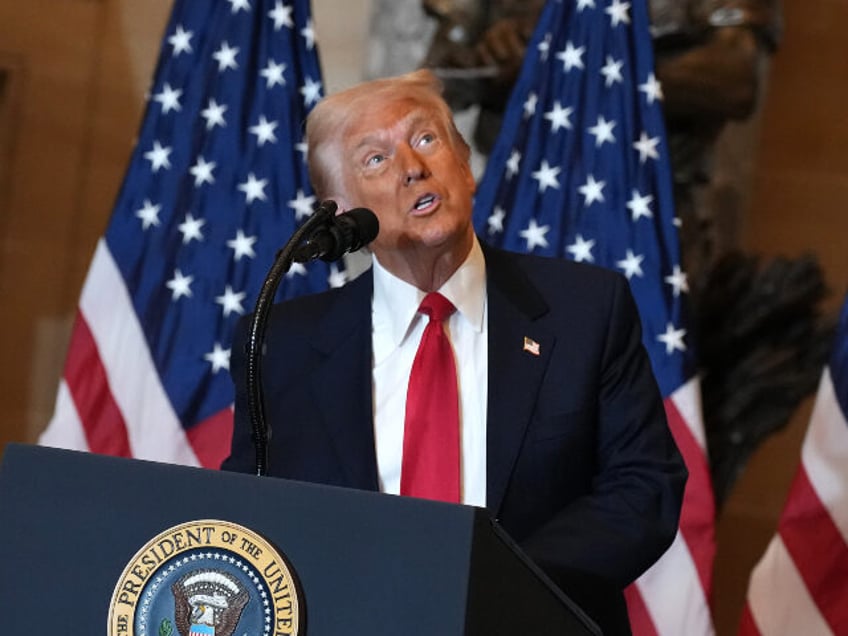 President Donald Trump speaks at the National Prayer Breakfast at the U.S. Capitol on Febr