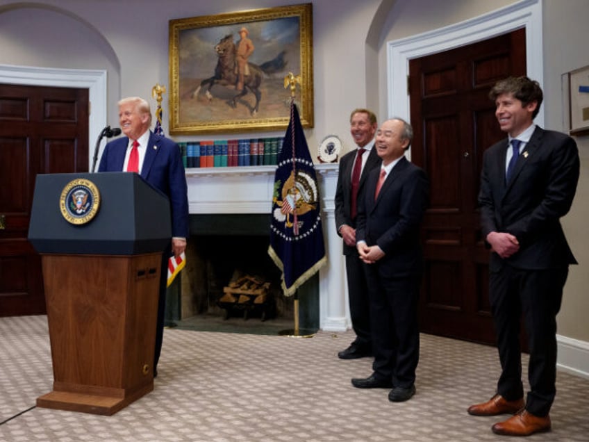 WASHINGTON, DC - JANUARY 21: U.S. President Donald Trump, accompanied by (L-R) Oracle CTO