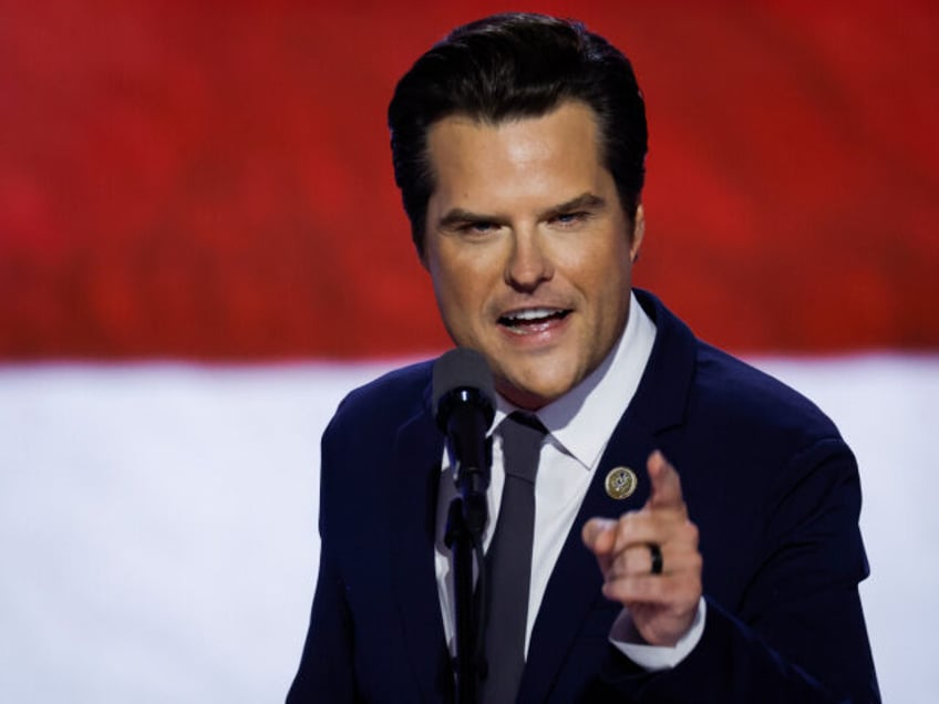 MILWAUKEE, WISCONSIN - JULY 17: U.S. Rep. Matt Gaetz (R-FL) walks on stage on the third da