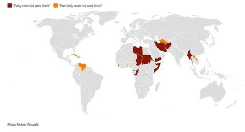 trump bans citizens of 12 countries from traveling to the us