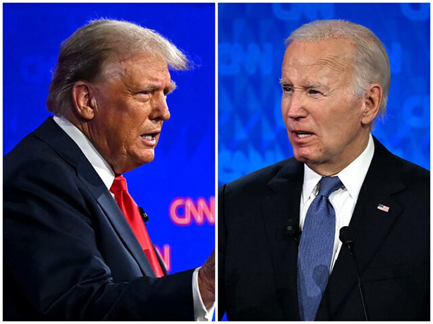 Former President Donald Trump debates President Joe Biden on June 27, 2024