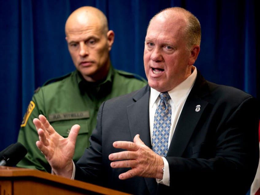 Immigration and Customs Enforcement Thomas Homan, right, speaks as U.S. Customs and Border