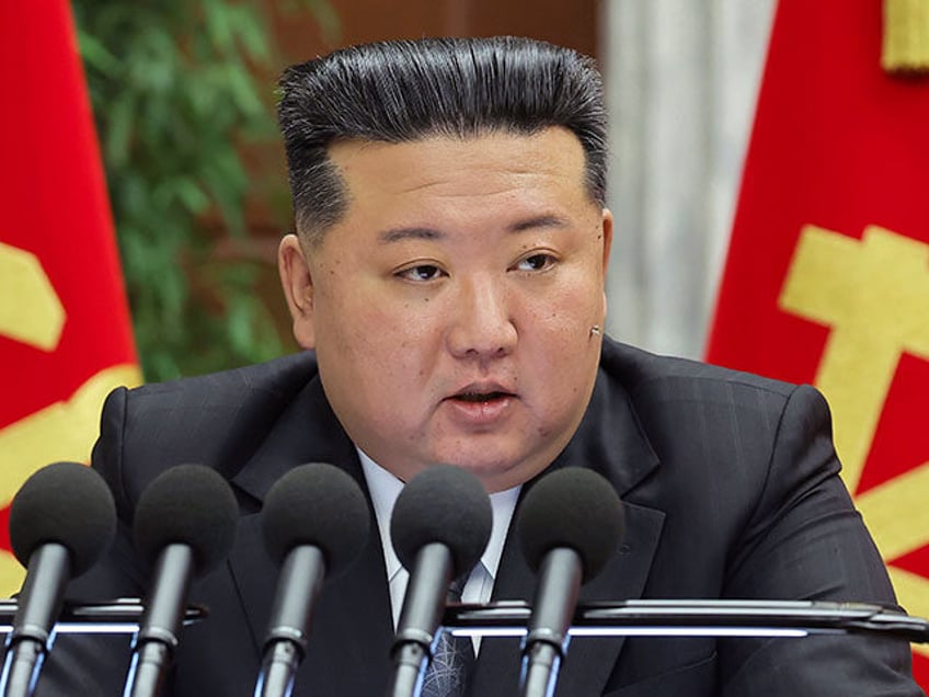 In this photo provided by the North Korean government, North Korean leader Kim Jong Un del