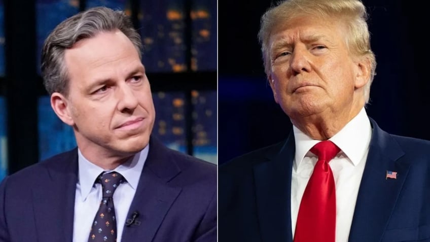 photo split: CNN's Jake Tapper, left; Donald Trump at right