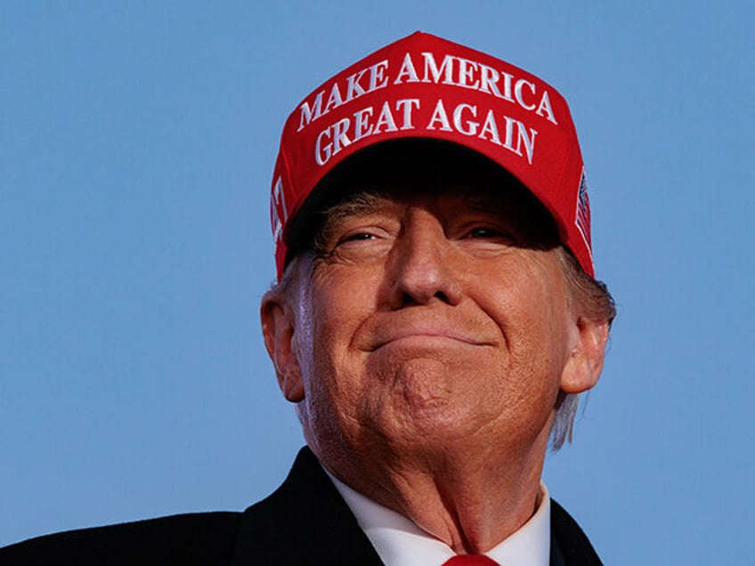 Former US President Donald Trump during a campaign rally at the Schnecksville Fire Hall in