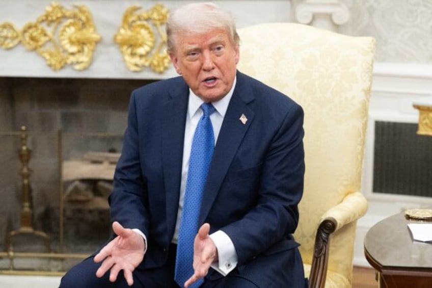 US President Donald Trump in the Oval Office of the White House in Washington, DC, on Apri