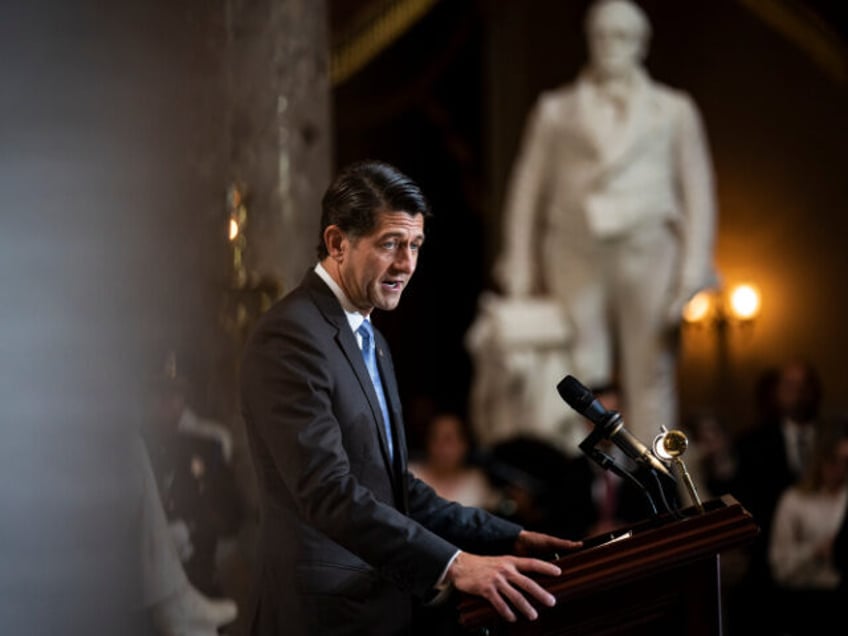 Washington, DC - May 17 : Former House Speaker Paul Ryan, R-Wisc., speaks during the unvei