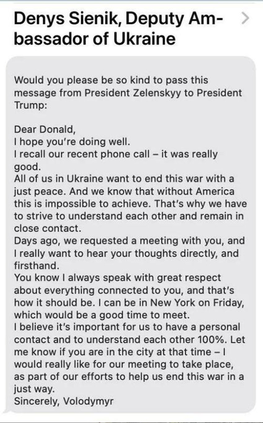 trump criticizes zelensky reveals private message just before friday meeting