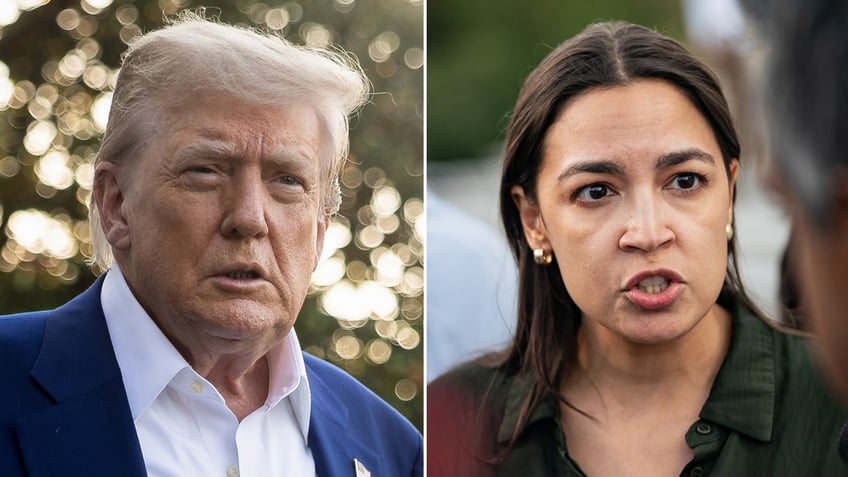 Trump and Ocasio-Cortez split image 