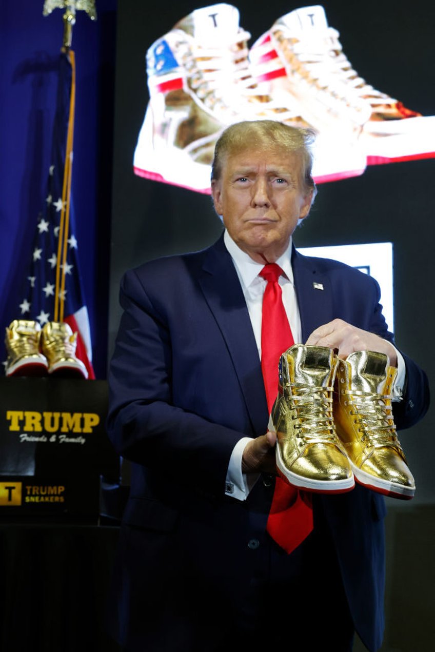 trump debuts own brand 399 shoes at sneaker con