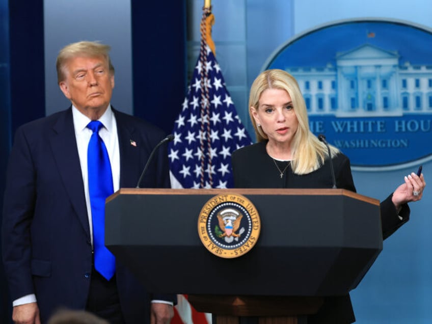 U.S. Attorney General Pam Bondi speaks alongside President Donald Trump on recent Supreme