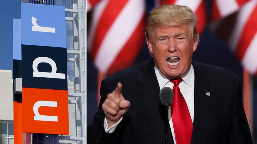 Trump and the NPR logo