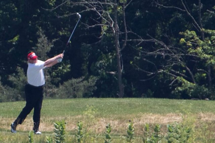 Donald Trump is seen golfing at Trump National Golf Club in June 2020 in Potomac Falls, Vi