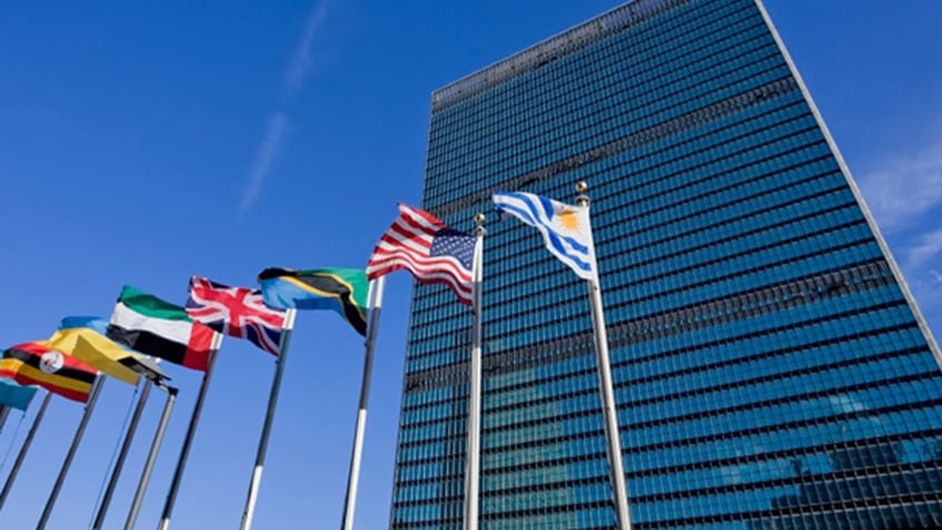 Only member nations' flags fly above the UN. (The Associated Press)