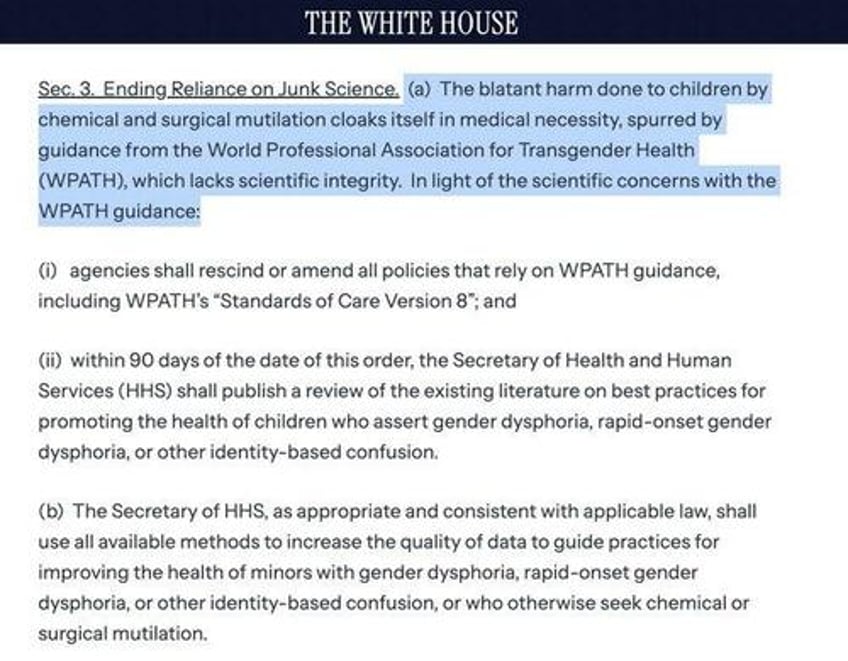 trump executive order bans chemical and surgical mutilation of children