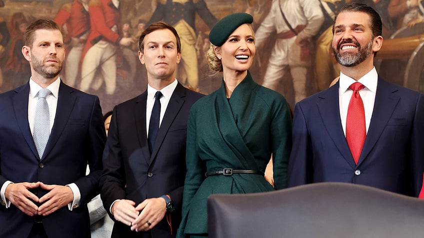 Eric Trump, Jared Kushner, Ivanka Trump, and Donald Trump Jr. during the 60th presidential inauguration