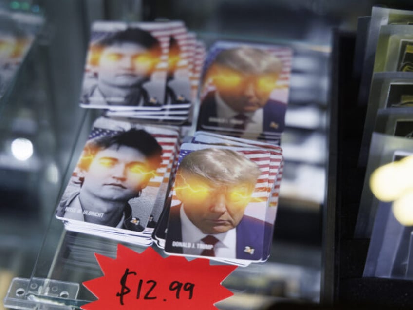 Cards featuring images of former US President Donald Trump and Ross Ulbricht, creator of S