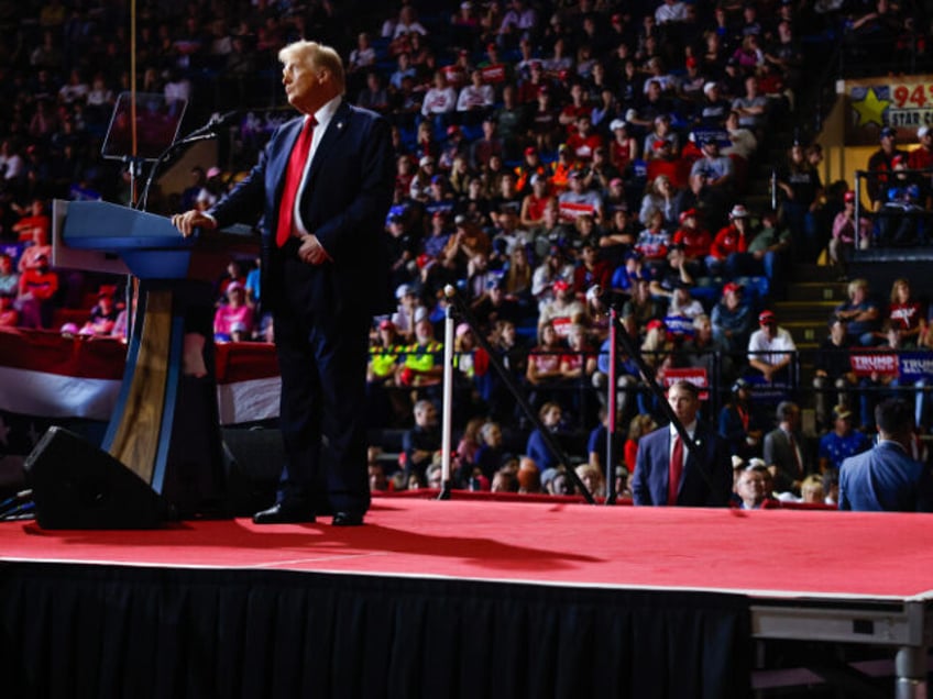 Republican presidential nominee, former President Donald Trump, speaks at a campaign rally