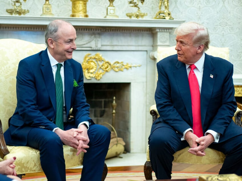 Michael Martin, Ireland's prime minister, left, and US President Donald Trump during