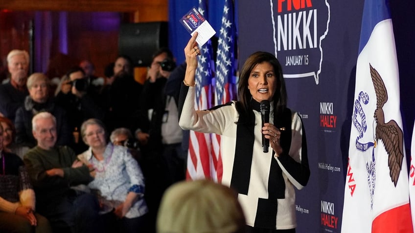 Nikki Haley at campaign event in Iowa