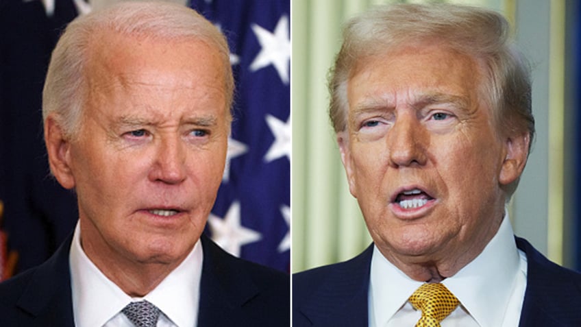 Joe Biden and Donald Trump split image