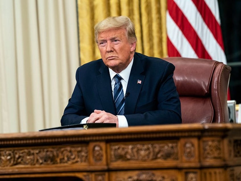 President Donald J. Trump addresses the nation from the Oval Office of the White House Wed