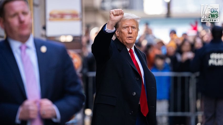 Former president Donald Trump departs The Trump Building, located at 40 Wall Street, in Manhattan