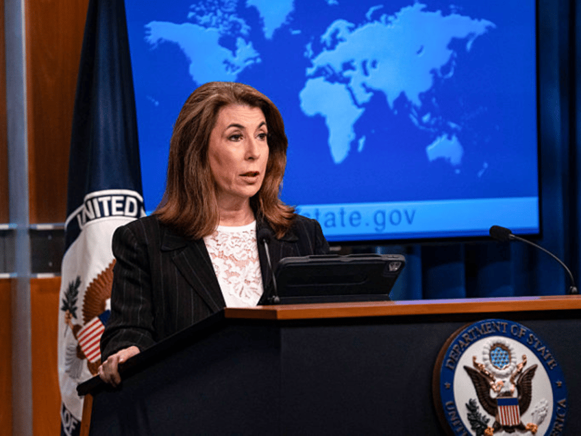 Spokesperson for the US Department of State Tammy Bruce answers questions in a press confe