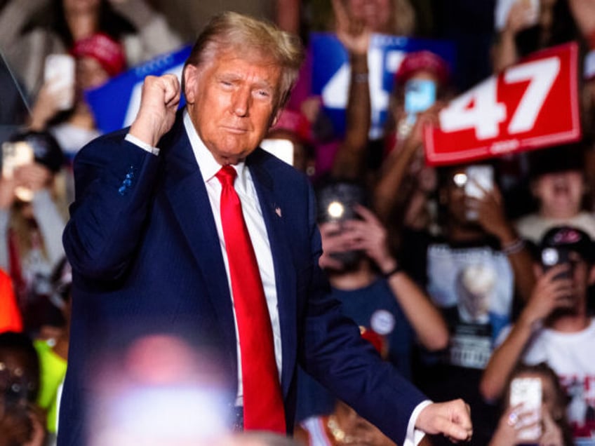 Former US President Donald Trump during a campaign event in Greensboro, North Carolina, US