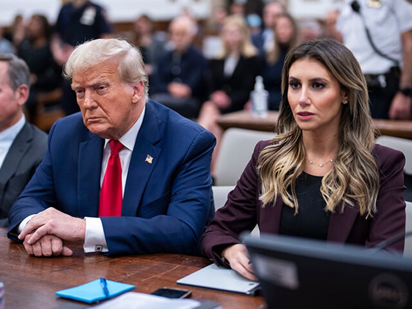 Former US President Donald Trump and Alina Habba, attorney for former President Donald Tru