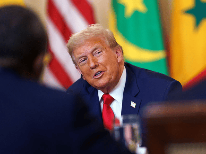 US President Donald Trump during a meeting with African leaders in the State Dining Room o