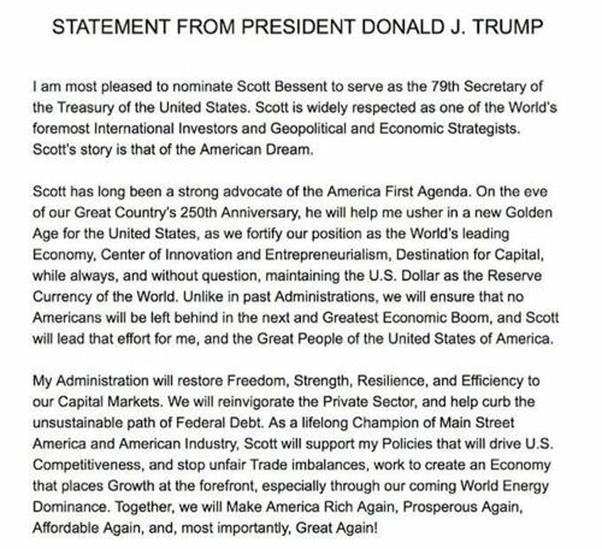 trump names billionaire scott bessent as treasury secretary