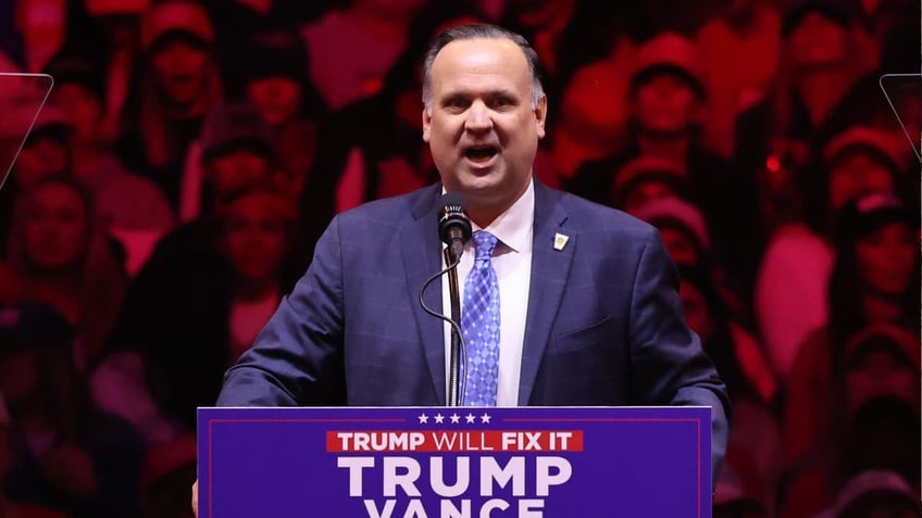 Dan Scavino speaks at Trump's Madison Square Garden rally.