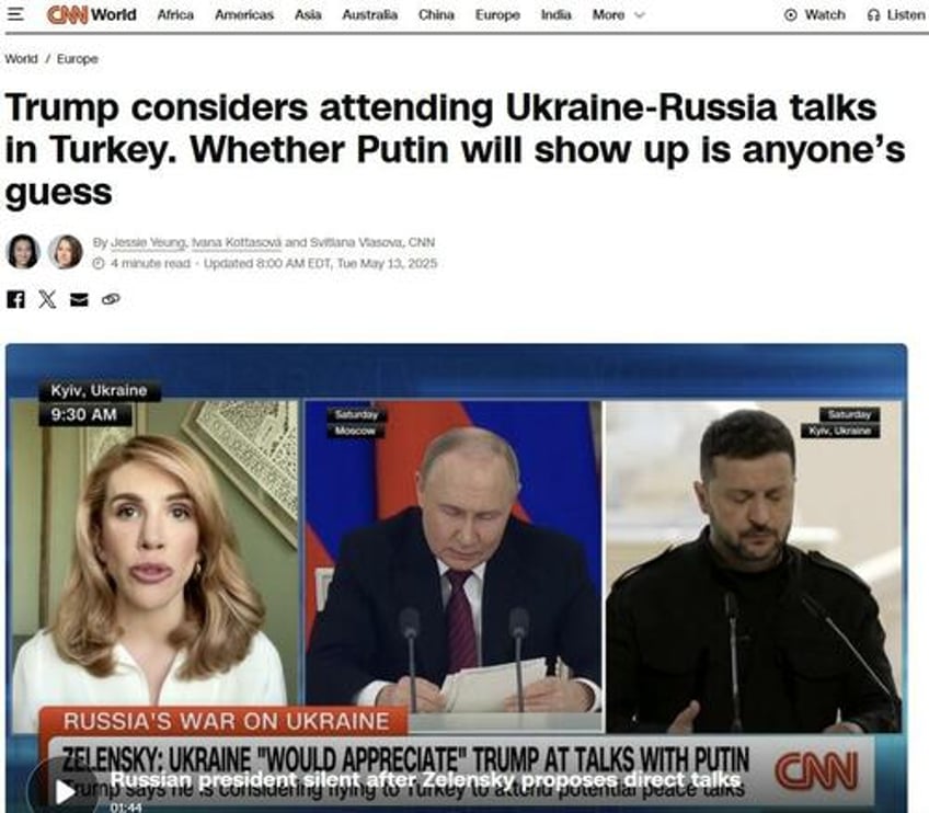 trump not going to istanbul as kremlin downplays direct ukraine peace talks