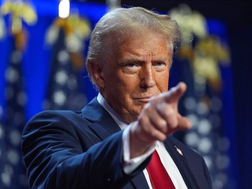 Republican presidential nominee former President Donald Trump arrives at an election night