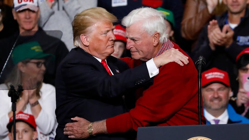 trump pays tribute to great man bob knight tough as nails but a big heart