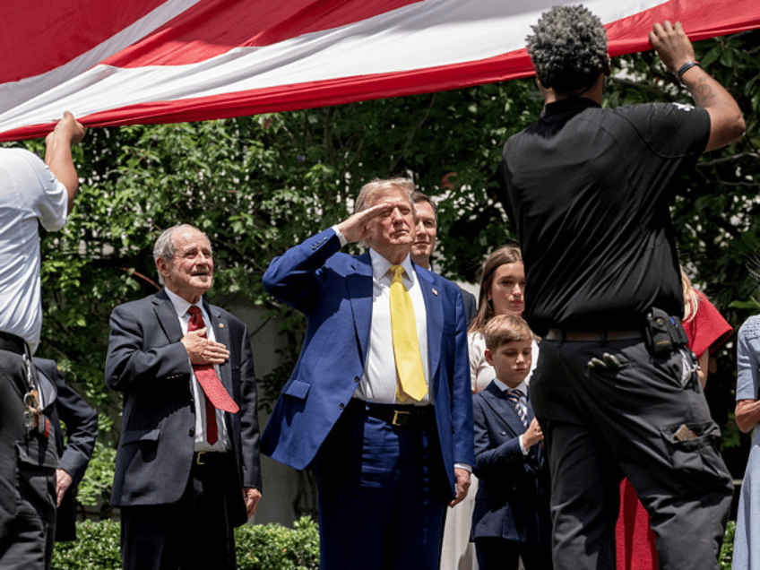 Senator Jim Risch, a Republican from Idaho, left, and US President Donald Trump watch as w