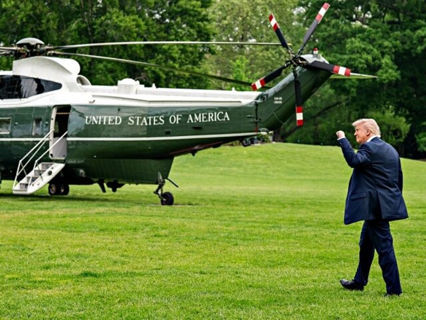 President Donald Trump boards Marine One on the South Lawn of the White House, Thursday, M