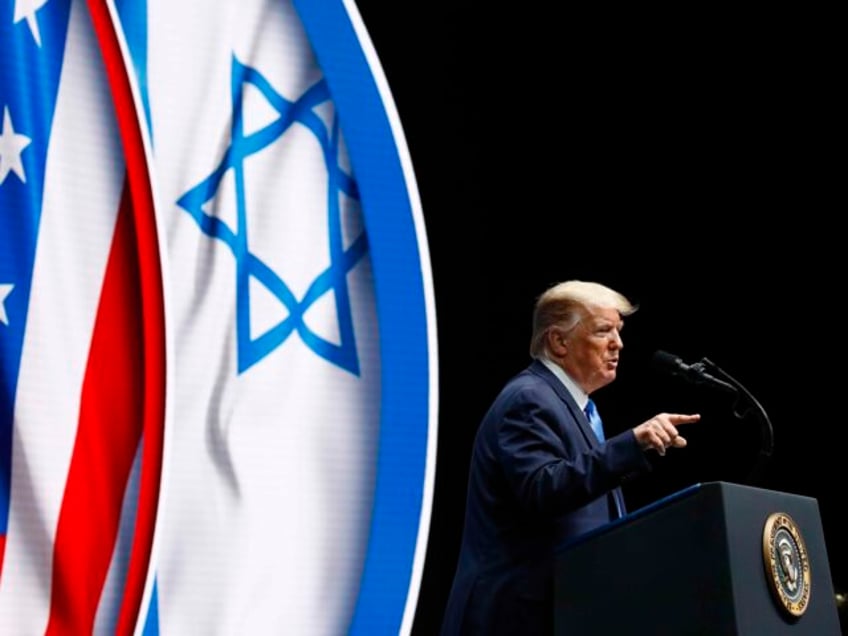 President Donald Trump speaks at the Israeli American Council National Summit in Hollywood