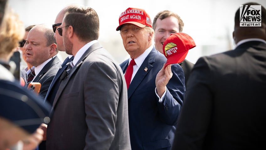 Former President Donald Trump arrives at Atlanta’s Hartsfield-Jackson Airport