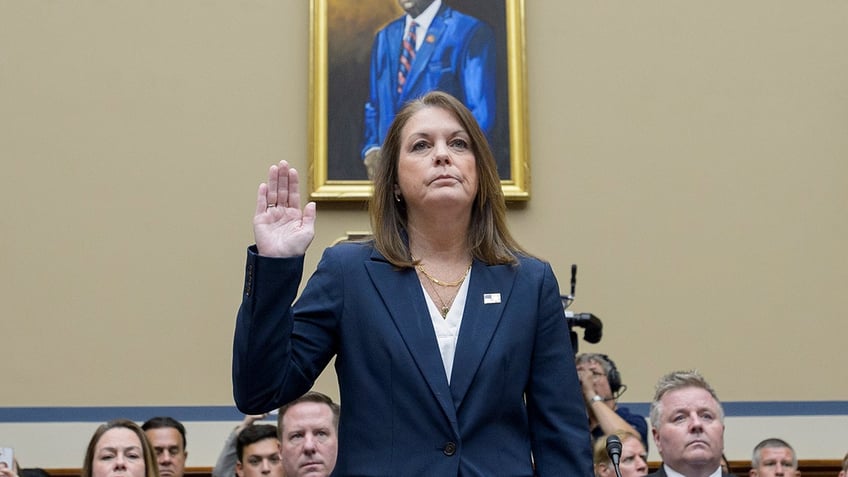 Kimberly Cheatle arrives to testify before the House Oversight and Accountability Committee