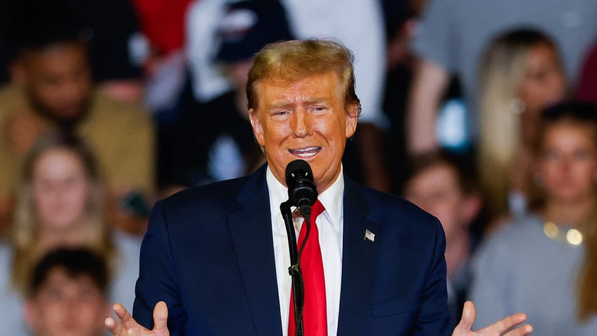 Trump on stage at South Carolina rally