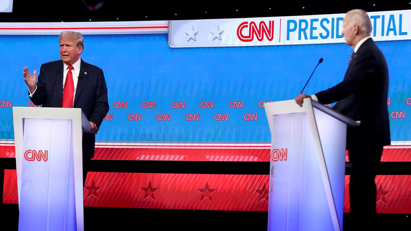 Trump and Biden on debate stage