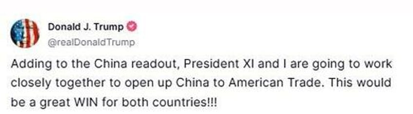 trump says china deal done with 55 tariffs on beijing will work with xi to open up china to us trade 