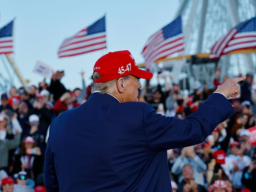 Republican presidential candidate former U.S. President Donald Trump leaves the stage afte