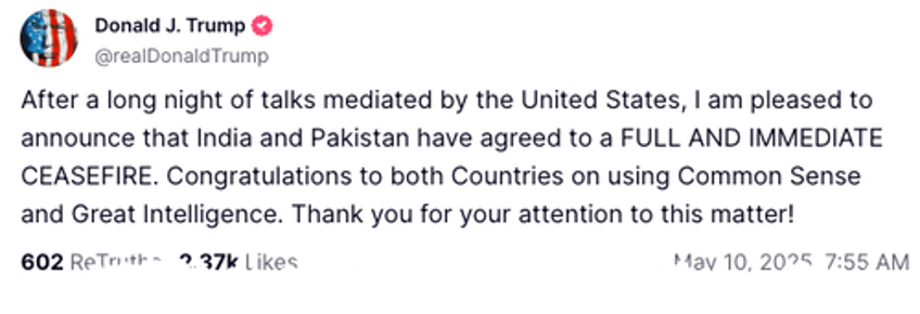 trump says india and pakistan agreed to full immediate ceasefire