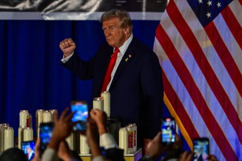 Donald Trump attends a remembrance event to mark the first anniversary of the Hamas attack