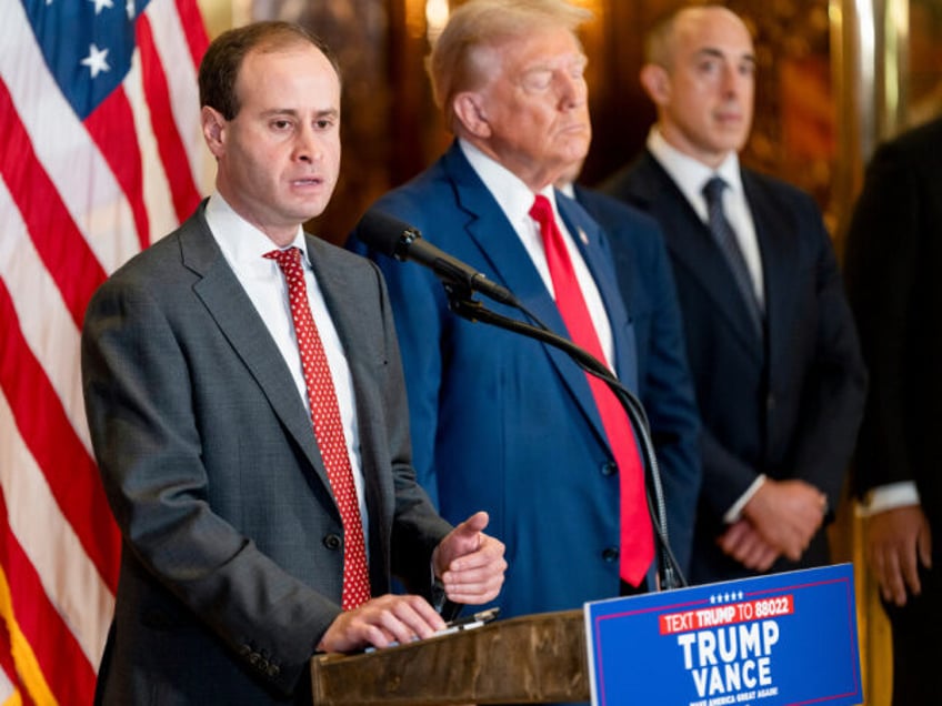 Will Scharf, attorney for former President Donald Trump, from left, former US President Do