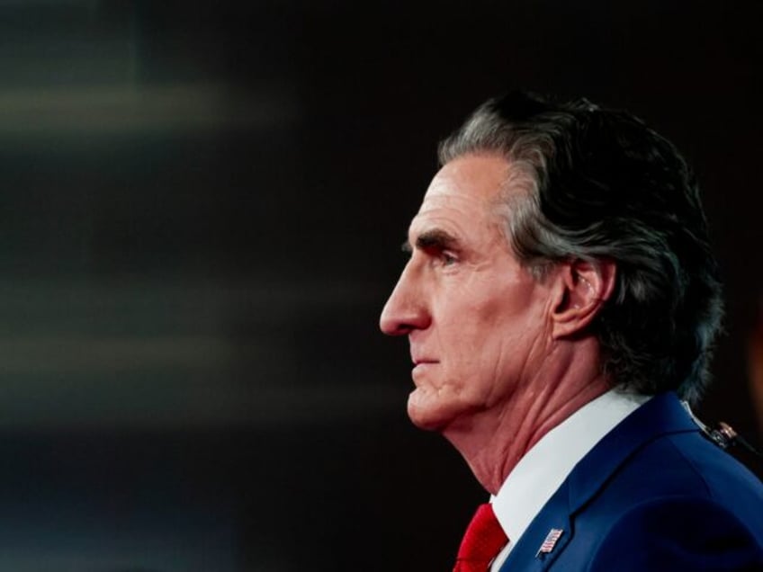 Doug Burgum, governor of North Dakota, speaks during an interview in the spin room ahead o