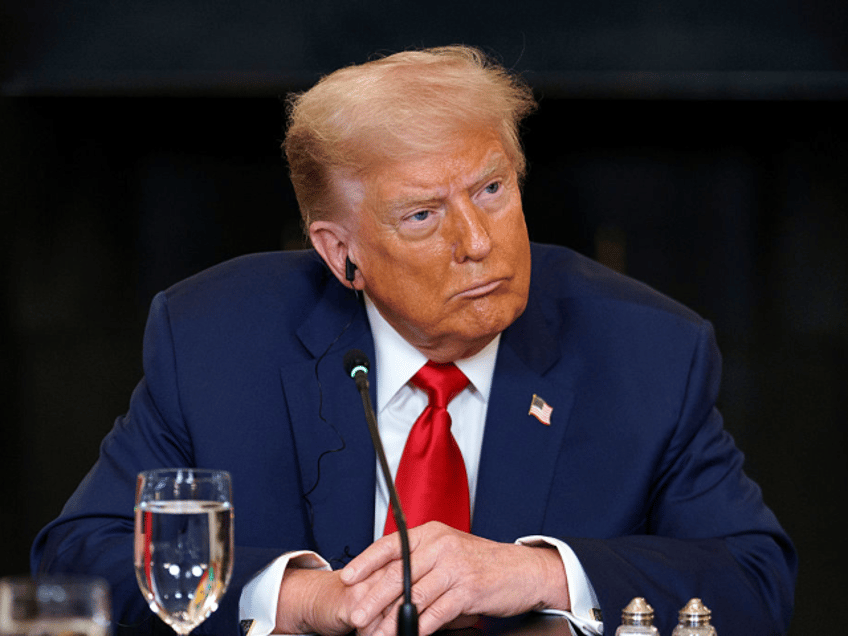 US President Donald Trump during a meeting with African leaders in the State Dining Room o